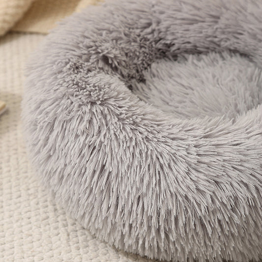 Round Plush Pet Nest Bed for Dogs and Cats
