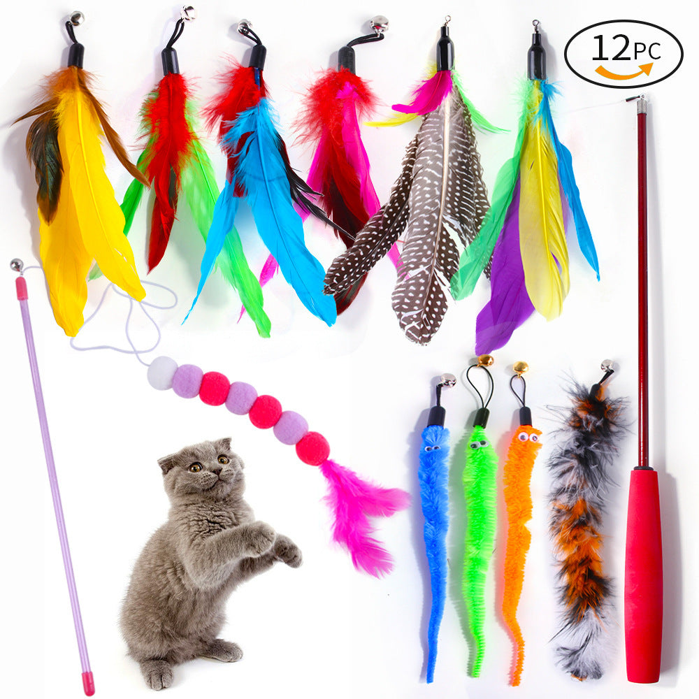 21-Piece Cat Toys Set with Tunnel and Teaser