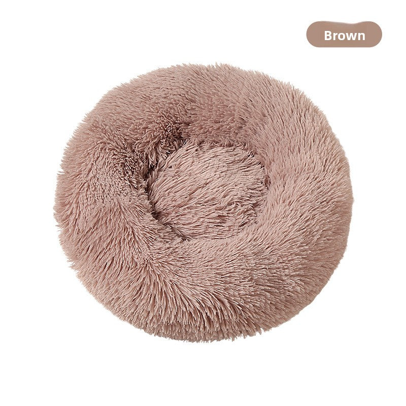 Round Plush Pet Nest Bed for Dogs and Cats