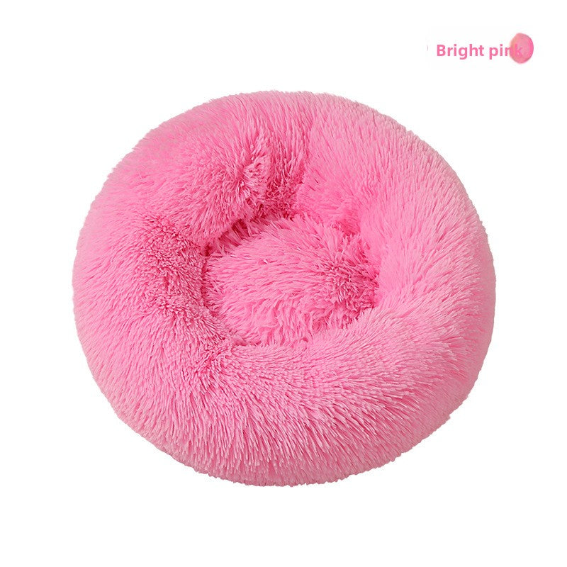 Round Plush Pet Nest Bed for Dogs and Cats