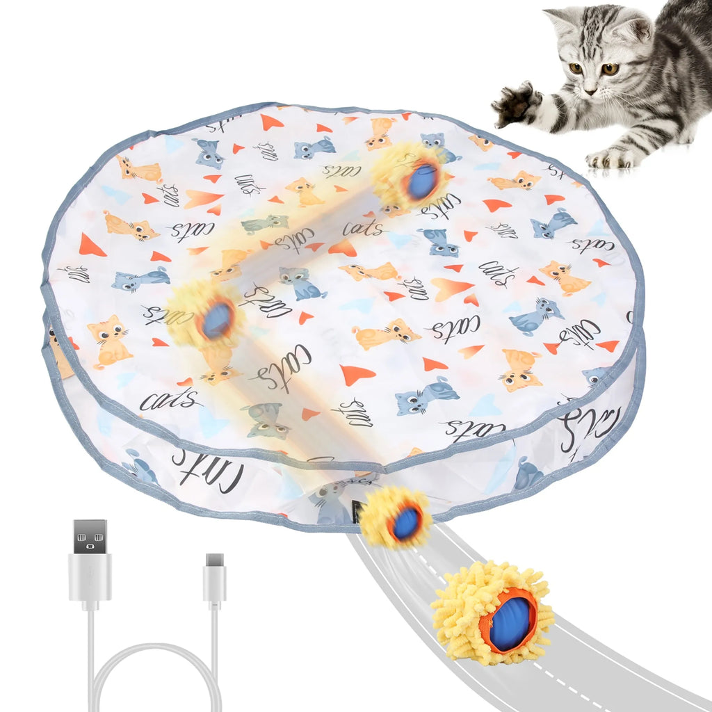 Cat Toys Ball Fast Rolling in Pouch Rechargeable