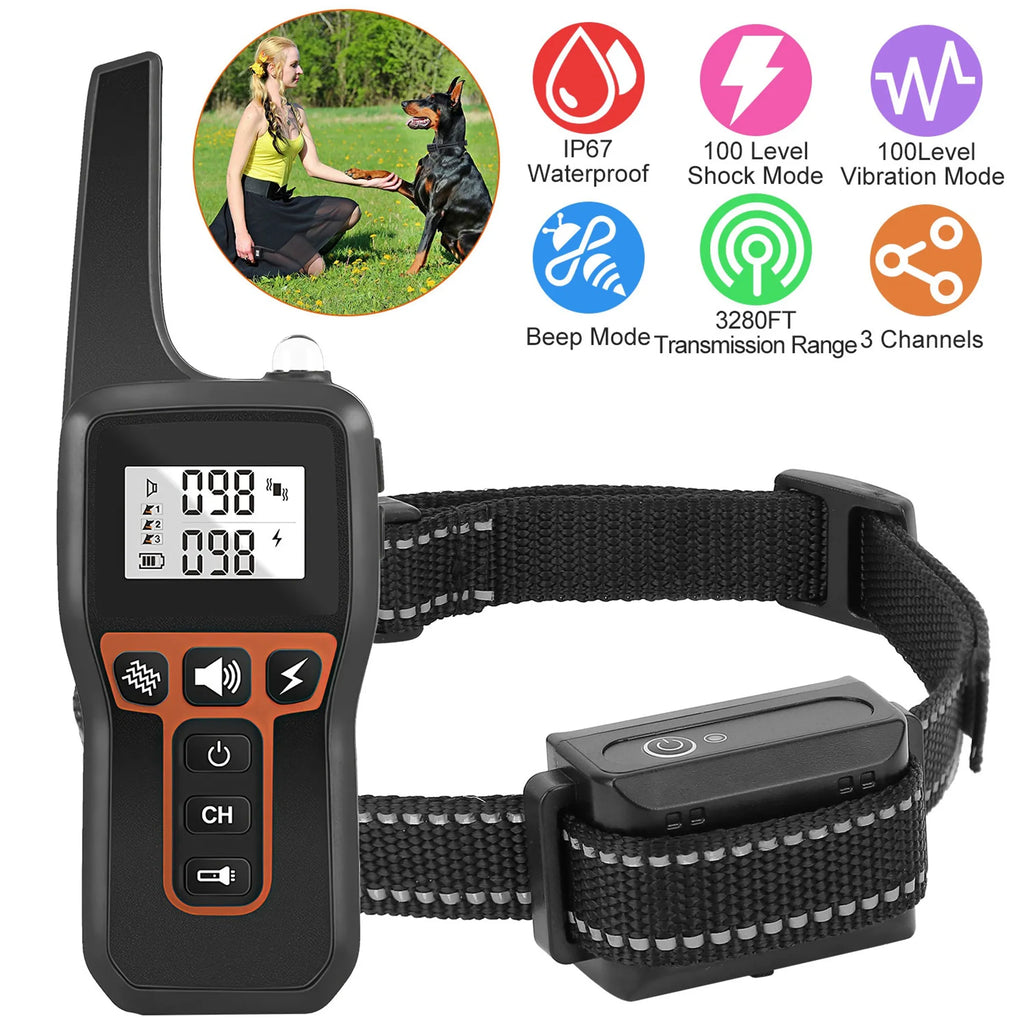 3280FT Dog Training Collar IP67 Waterproof Pet