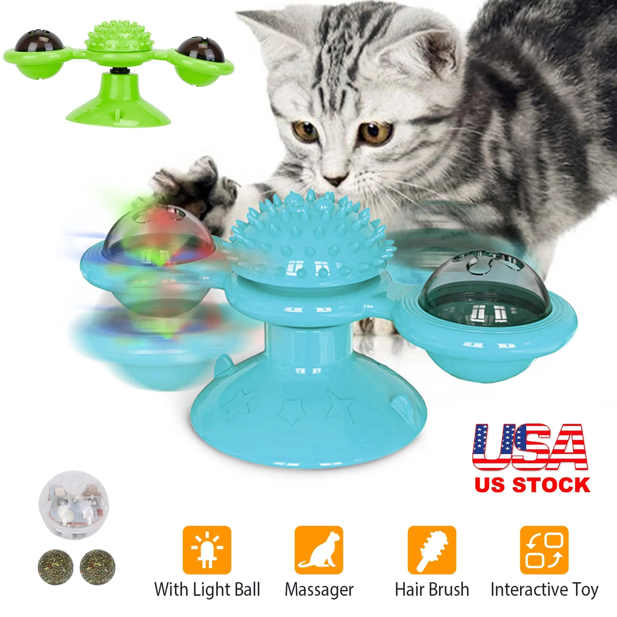 Windmill Cat Toy Turntable Interactive Teasing Pet Toy