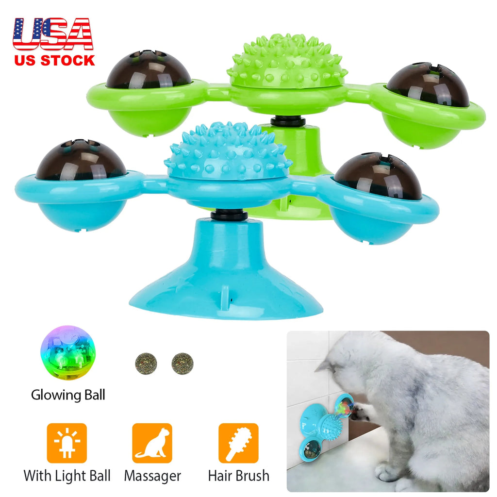 Windmill Cat Toy Turntable Interactive Teasing Pet Toy