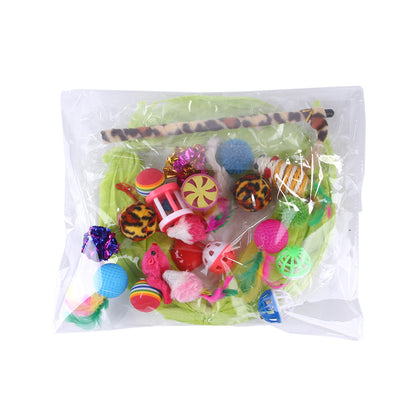 21-Piece Cat Toys Set with Tunnel and Teaser
