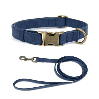 Retro Leather Dog Collar & Leash Set
