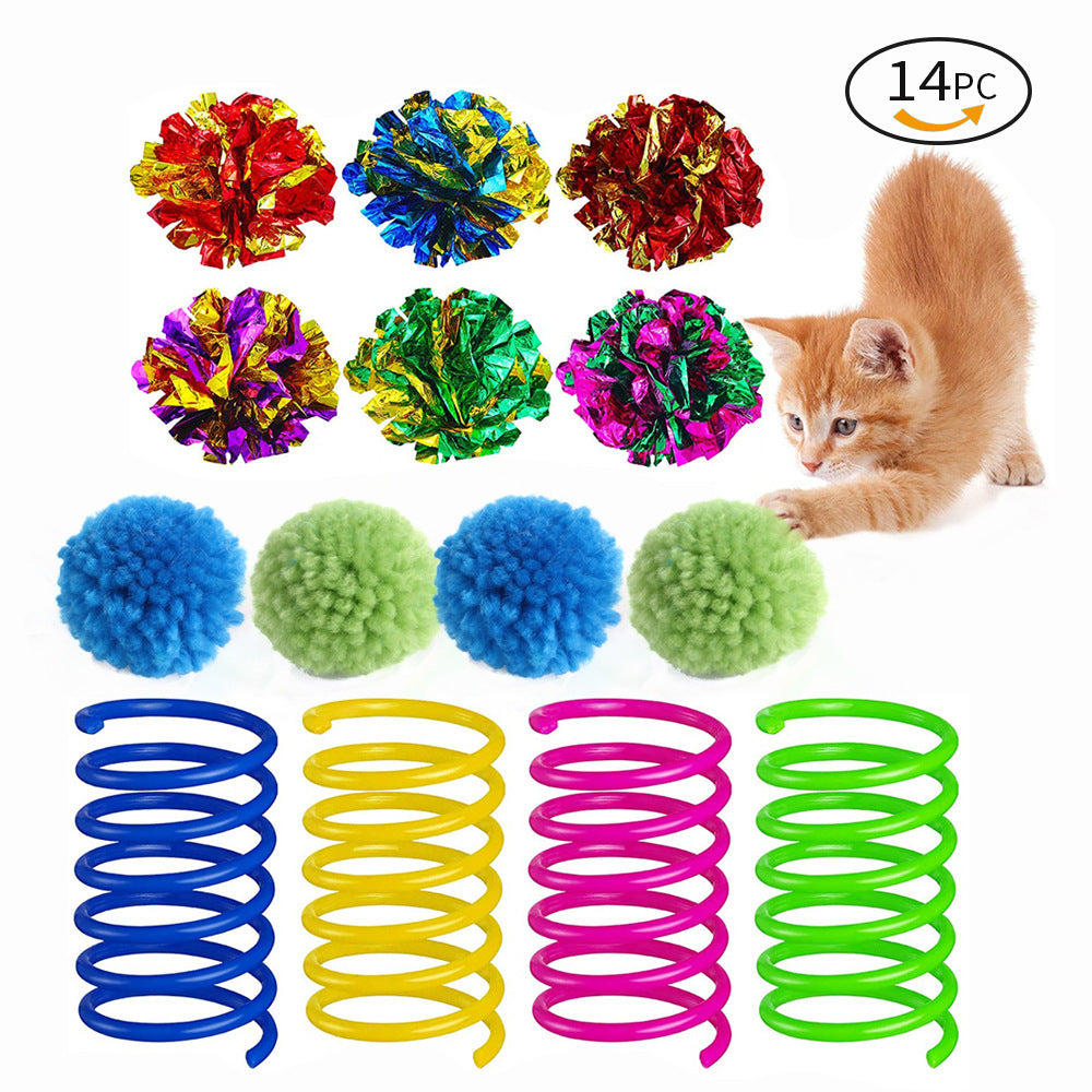 21-Piece Cat Toys Set with Tunnel and Teaser