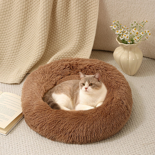 Cozy Critters Pet Store round plush pet nest bed for dogs and cats