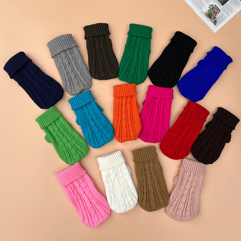 Cozy Critters Pet Store thickened twist rope solid color dog sweater