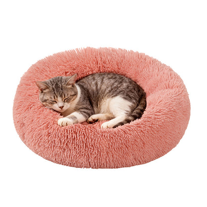 Round Plush Pet Nest Bed for Dogs and Cats