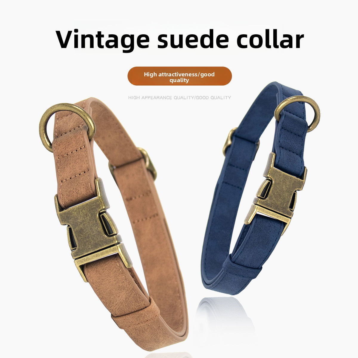 Cozy Critters Pet Store retro leather dog collar and leash set