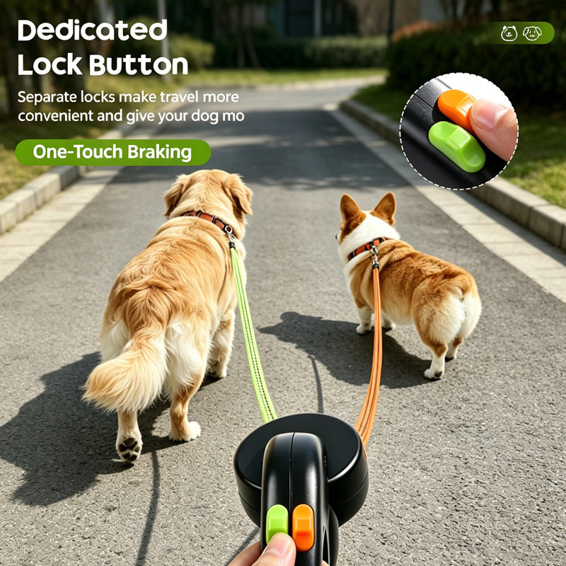 Automatic Retractable Dual Dog Leash
