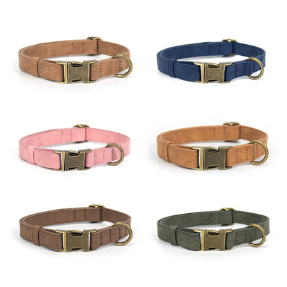 Retro Leather Dog Collar & Leash Set