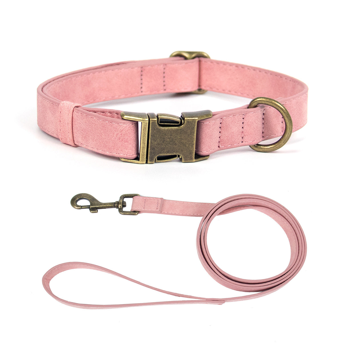 Retro Leather Dog Collar & Leash Set