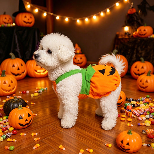 Cozy Critters Pet Store pumpkin pet harness dress Halloween costume for small dogs and cats
