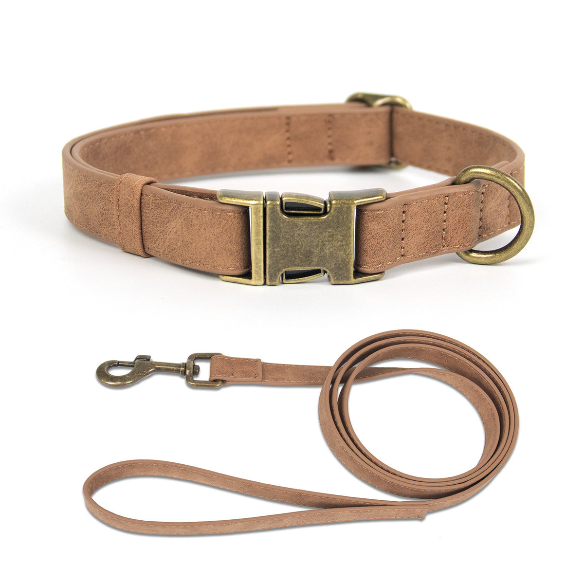 Retro Leather Dog Collar & Leash Set