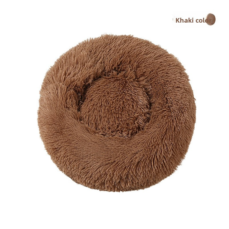 Round Plush Pet Nest Bed for Dogs and Cats