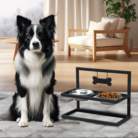 Cozy Critters Pet Store double bowl stainless steel pet dish rack