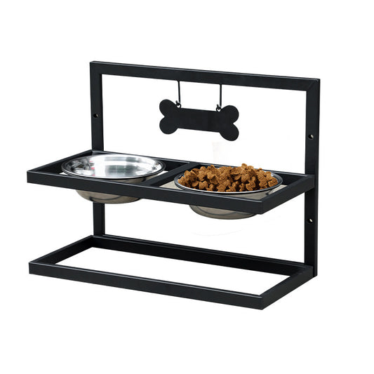 Double Bowl Stainless Steel Pet Dish Rack