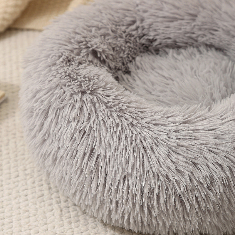 Round Plush Pet Nest Bed for Dogs and Cats