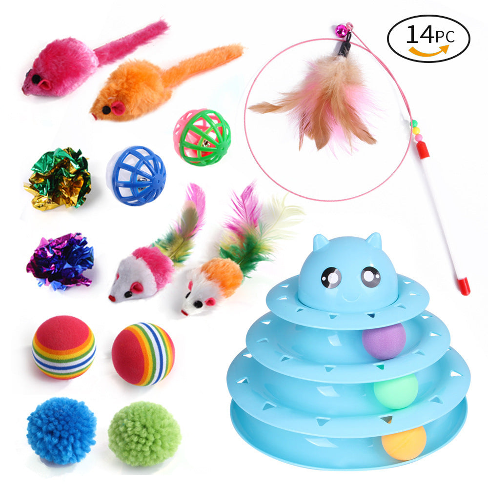 21-Piece Cat Toys Set with Tunnel and Teaser