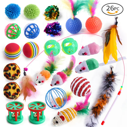 21-Piece Cat Toys Set with Tunnel and Teaser