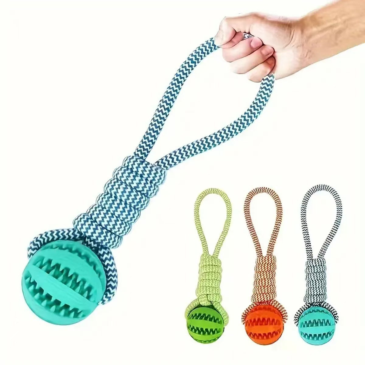 Cozy Critters Pet Store TPR chew toy with rope and treat dispenser