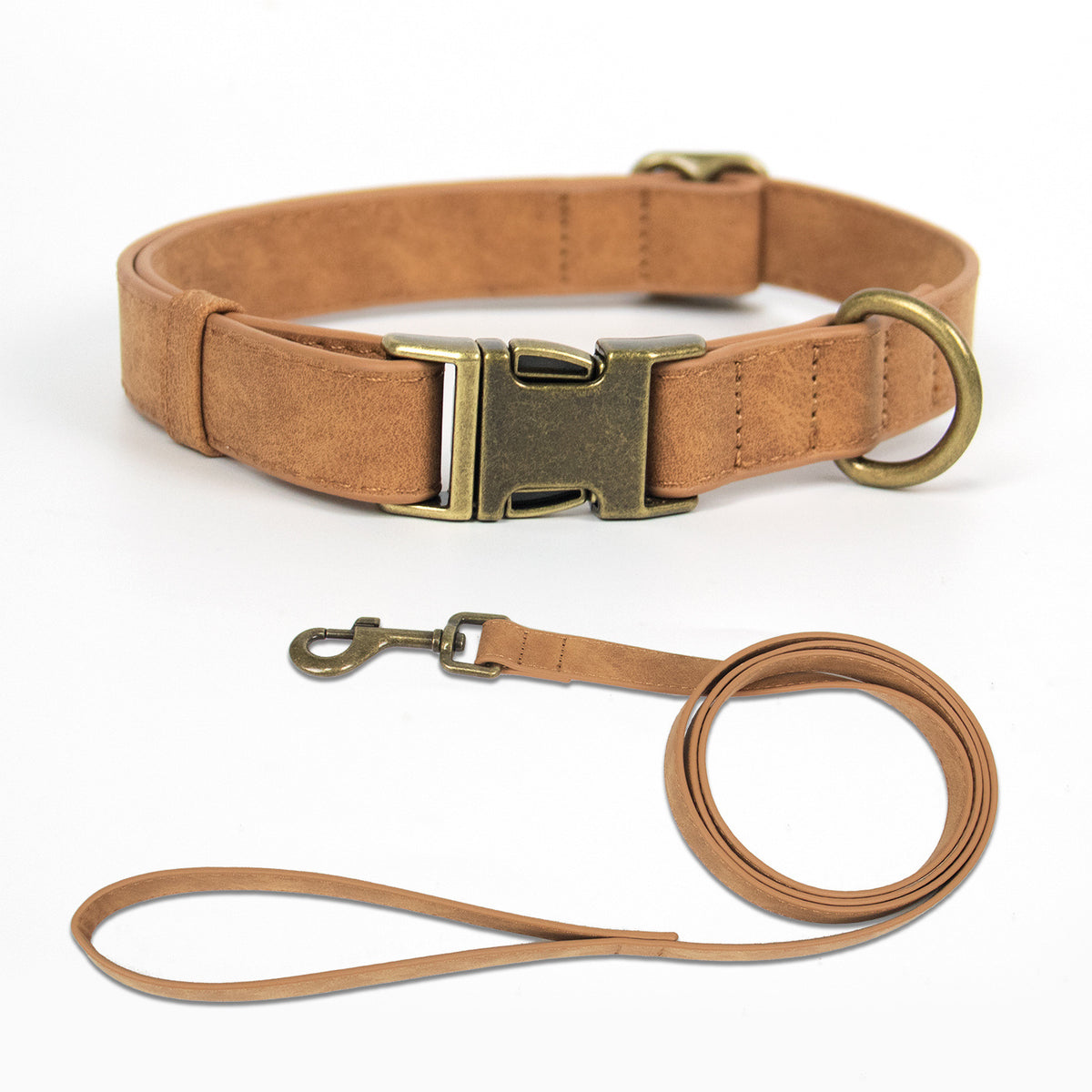 Retro Leather Dog Collar & Leash Set